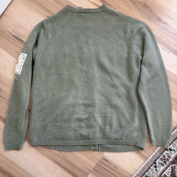 Vintage Spring floral embroidered cardigan leaves Cottagecore Fairycore Small - Picture 9 of 9